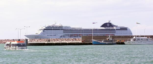 Cruise ship MSC Opera of MSC Cruises is anchored off the island of Gotland